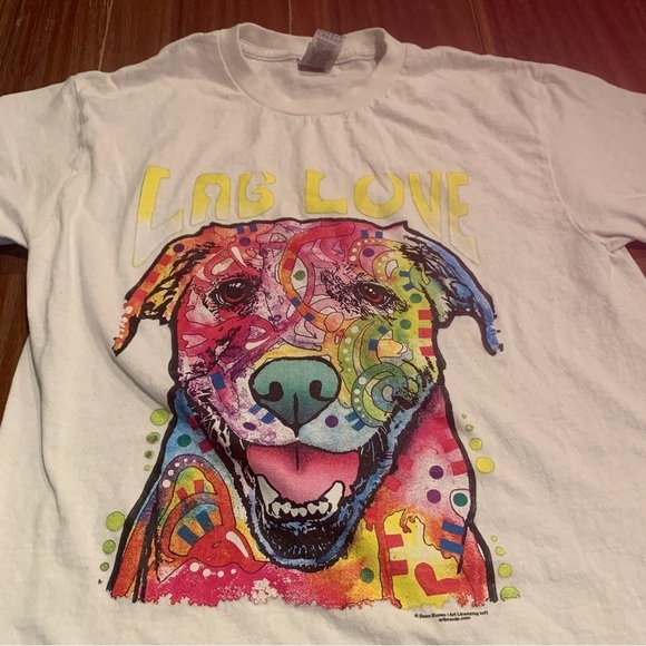 Lab Love Dean Russo Unisex Bold Abstract Labrador Colorful Heavy Cotton Tshirt S - Picture 3 of 5